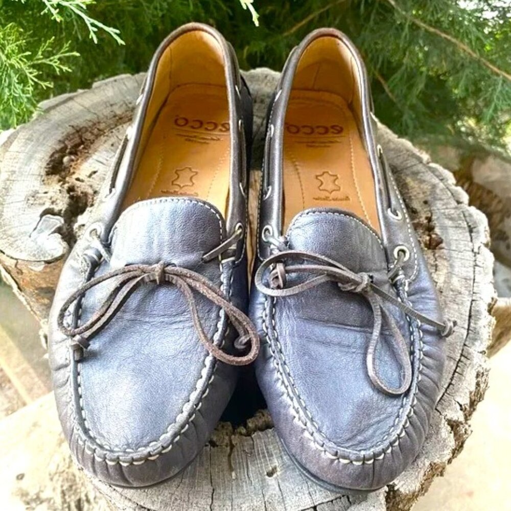 Ecco grey-brown leather loafers, driving shoes, moccasins, boat shoes EU41=US10